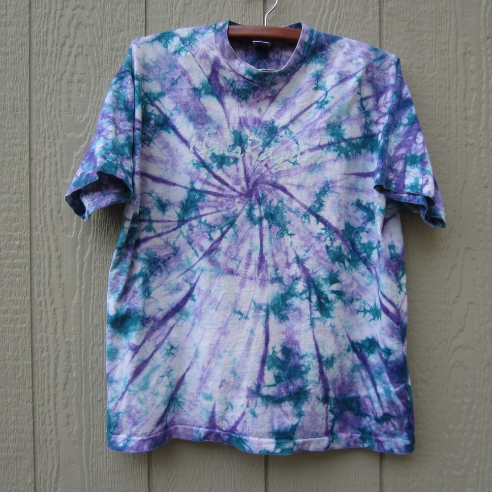 VTG Fruit of the Loom Hatteras Outer Banks Tie-Dye Shirt Mens XL Blue Beach Comf